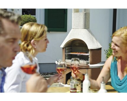 Barbecue cheminée Buschbeck Toscana 65 x 110 x 203 cm béton blanc terre cuite
